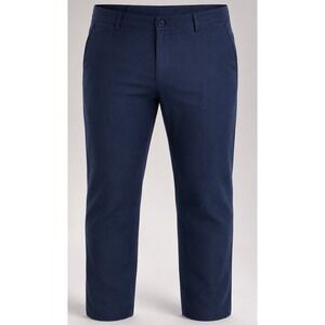Magaschoni Man Mens Pants 36 Linen Blend Navy Flat Front Straight Dress Casual